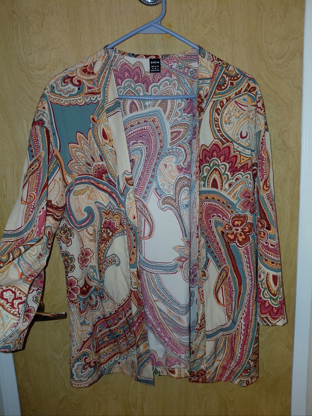 SHEIN Multicolor Paisley Print Top - Pink, Peach, Green, Blue